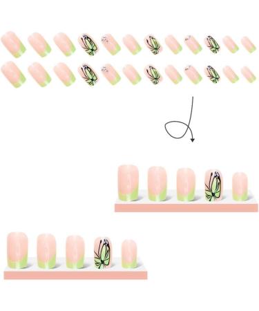 sunroot French Butterfly False Nails Long Coffin Nail Tip Detachable Press on Nails DIY Manicure ABS - Buy Online on SooperMarket.com
