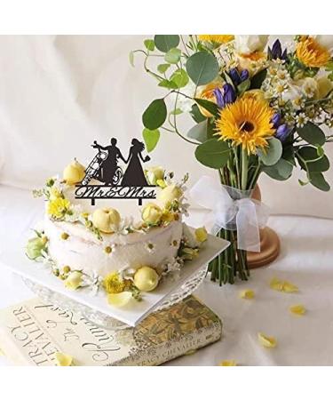 Motorcycle Wedding Cake Topper Bride and Groom with Motorbike Cake Topper Funny Motorcycle Couple Cake Topper for Wedding/Engagement/Bridal Shower Party Decoration - Buy Online on SooperMarket.com
