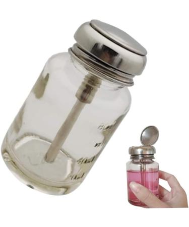 Push Glass Bottle Push Down Pump Alcohol Dispenser Pressed Bottle for Nail Polish Makeup Remover 80ML - Buy Online on SooperMarket.com