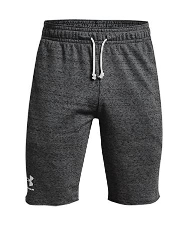 Under Armour Men's Rival Terry Shorts Pitch Gray Full Heather (012)/Onyx White Large