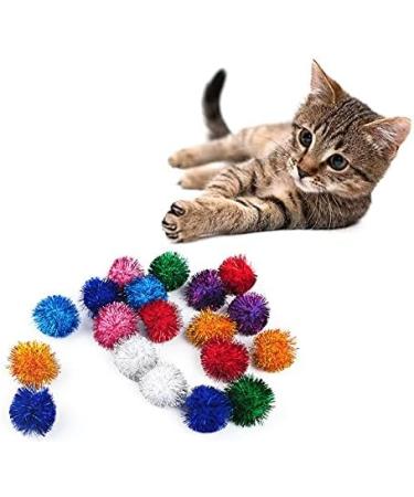 Voviggol 20-Pack Sparkle Cat Balls - Large Glittering Pom Pom Toys for Indoor Kittens - Fuzzy Colorful Balls - Buy Online on SooperMarket.com