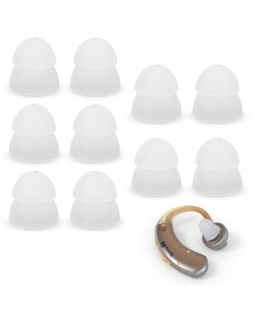 Agatige 10pcs Hearing Aid Domes 10mm Medium Double Layer Close Hearing Aid Power Domes Silicone Hearing Aids Ear Tips Replacement Resound Hearing Accessories (White)
