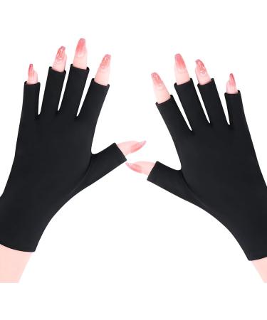 Subay UV Gloves for Gel Nails Professional UPF50+ UV Protection Gloves for Manicures Anti-UV Fingerless Protect Hands from UV Light Harm(Black)
