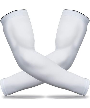 Beister UV Protection compression arm sleeves uppf 50+ slip -resistant cooling armchairs for running cycling basketball golf outdoor activities men women (1 pair) white xxl