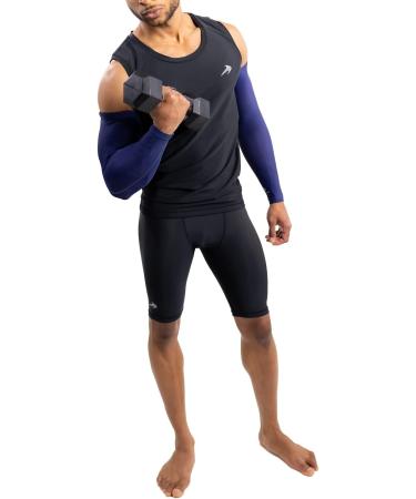 CompressionZ UV Protection Arm Sleeves Navy | Men & Women Elbow Compression Sleeve - Buy Online on SooperMarket.com