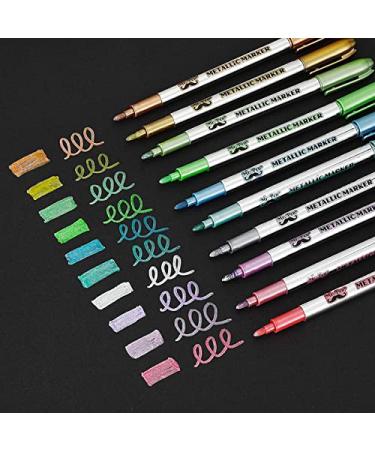 Mr. Pen- Metallic Paint Markers,10 Colors, Metallic Markers for Black Paper, Rock Painting, Card Making, Ceramics, Metal, Glass, DIY Photo Album, Scrapbooking Supplies, Metallic Non-Permanent Markers Standard