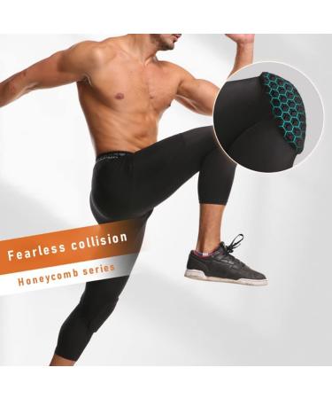Blaward 2 Pack Men's Basketball Pants with Knee Pads 3/4 Capri Compression Leggings - Black Small - Buy Online on SooperMarket.com