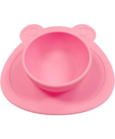 Wrapables Silicone Placemat & Suction Food Bowl Set for Baby - Pink Bear (Large) - Buy Online on SooperMarket.com