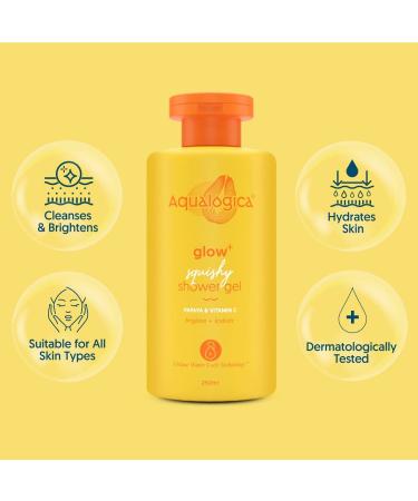 Glow+ Squishy Shower Gel - Papaya & Vitamin C Body Wash for Glowing Skin | Deep Cleansing & Gentle Exfoliation | 8.45 Fl Oz/250ml - Shop Internationally - Buy Online on SooperMarket.com