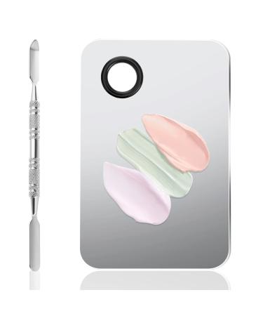 WLLHYF Stainless Steel Cosmetic Makeup Palette Makeup Mixing Palette Professional Cosmetic Palette with Spatula Makeup Artist Tool for Mixing Foundation Nail-Art Makeup Plate