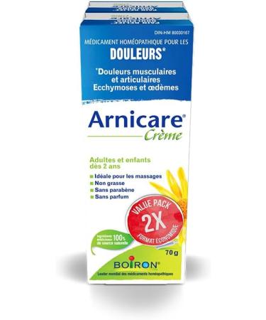 Boiron Arnicare Cream Pack of 2 boxes for Pain Relief Muscle Pain and Joint Pain Relief Swelling from injuries Bruise & Bruising from Natural Sourced Plants Including Arnica Montana 2x 70g - Buy Online on SooperMarket.com