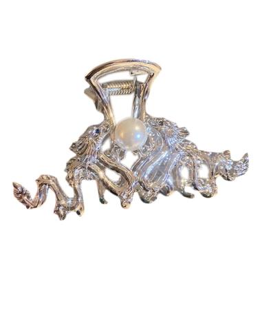 Vintage Style Rhinestone Dragon Hair Claw for Woman Banquet Party Hair Clip Chinese Style Cheongsam Hair Accessories 6 grippers silver do