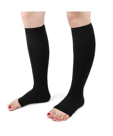 Ruilogod 1 Pair Size M Black Warm Elastic Calf Compression Sleeves Lower Leg Shaper Bands Wrap Stockings