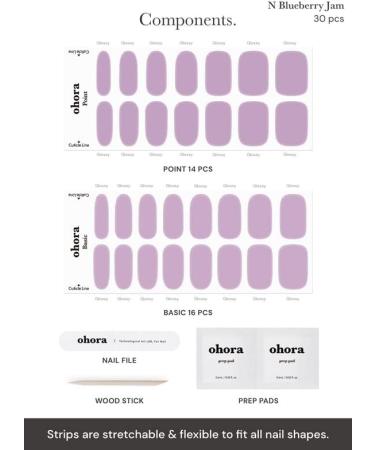ohora Semi Cured Gel Nail Strips (N Blueberry Jam) - Salon-Quality, Long Lasting & Easy to Apply - Purple - Buy Online on SooperMarket.com