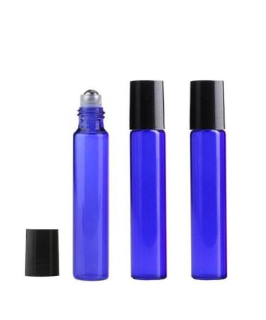 FSSTUD 10 PCS 10 ml Empty Glass Essential Oil Bottles Roll On Ball Glass Bottles Blue