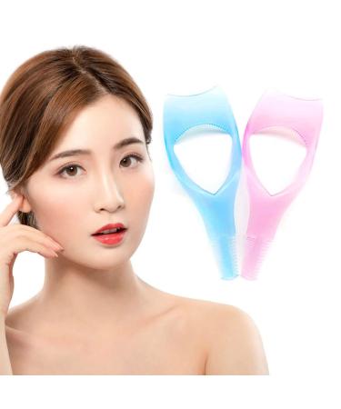 2 pcs plastic three in one makeup eyelash tool upper and lower eyelash mascara applicator applicator guide assistant eyelash comb quick makeup template.(Red+Blue)