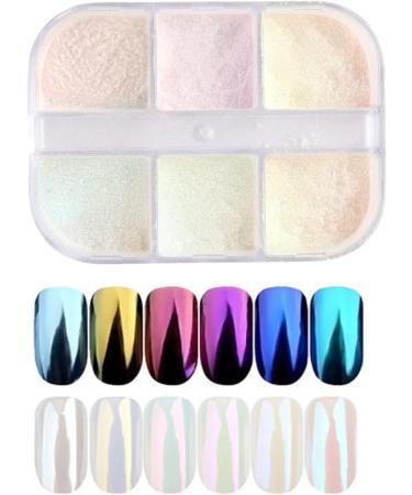 Chrome Nail Powder Nail Art Holo Powder Mirror Effect Pigment Glitter Body Face Decoration 6 Grids - Buy Online on SooperMarket.com