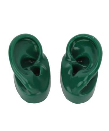 Silicone ear model soft simulated couple human ear model soft smooth waterproof model for acupuncture jewelry audio music recording educational demonstration lessons (green)