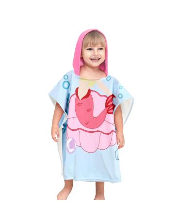 Supgomax Mermaid Hooded Bathing Poncho | Cartoon Children's Beach Towel | Absorbent Baby Bath Towel for Swimming & Shower - Buy Online on SooperMarket.com