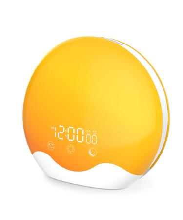 Laliled sunrise alarm lights touchscreen double-sided lighting alarm clock for heavy sleepers dual alarm for snooze 12-colors night light sleep aid FM Radio White