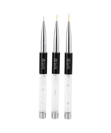 Anself 3PCS Nail Art Painting Brush 7/9/11mm Crystal Acrylic Nail Art UV Gel Painting Liner Brush Nylon Nail Art Liner Brush Pen Set Nail Art Brushes Set DIY Nail Art Tool Type 1