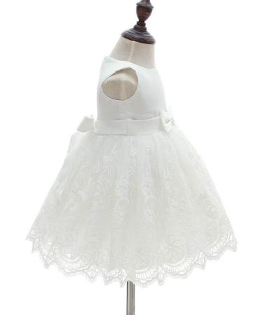 AHAHA Baby Girls White Flower Dress - 12 Months | Perfect for Christening, Wedding & Parties - Buy Online on SooperMarket.com