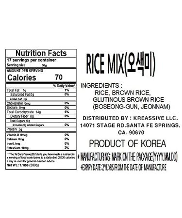 JRND Foods Premium Korean Five Mixed Grain Rice - Organically Grown, Healthy Vegan Grains | Non-GMO, No Pesticide - Buy Online on SooperMarket.com