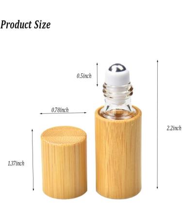 12 Pack Roll On Bottles for Essential Oils with Bamboo Bowl | Merysan 5ml Refillable Containers | Aromatherapy Fragrance Bottles with Stainless Steel Balls - Buy Online on SooperMarket.com