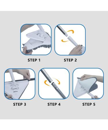 Sofeya Wall Mop Cleaner with Long Handle - Triangle Mop with Extension Pole for Walls, Ceilings, Windows - 3 Replacement Pads Included - Wet & Dry Use - Buy Online on SooperMarket.com