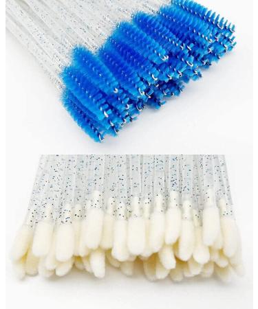 JIANYI Disposable Dual-Ended Spoolies and Lip Applicators 50-Pack - 2-in-1 Mascara Wands and Lip Brushes in Crystal Blue - Buy Online on SooperMarket.com