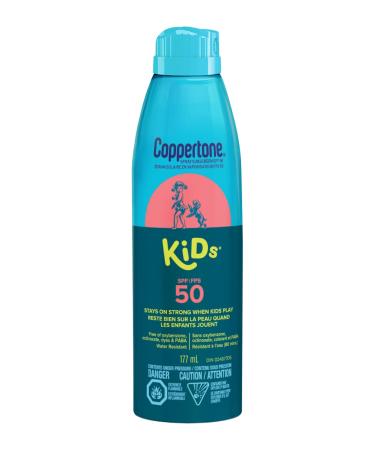 Coppertone Kids Sunscreen Continuous Spray Spf 50 Hypoallergenic Sun Protection for Children Water Resistant Face and Body Spray for Kids 177 ml. SPF 50 - Spray Continuous Spray 222 ml