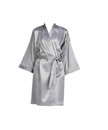 mollensiuer 1 Piece Silver Salon Robes Smock for Clients Hair Salon Client Gown Cape Hair Cutting Smock for Clients Kimono Style