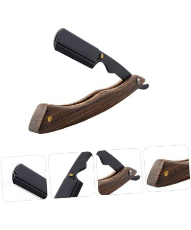 Didiseaon Wooden Razor Manual Shaver - Portable Clip-on Stainless Steel Eyebrow Trimmer | Old Fashioned Foldable Tool Holder for Precision Grooming - Buy Online on SooperMarket.com