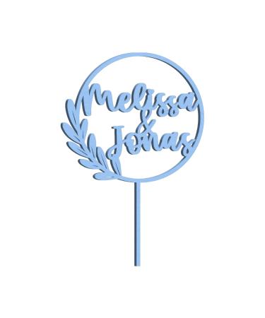 Cake topper personalized with name - natural wood decoration accessory cake material: birch multiplex (birch multiplex-blue)