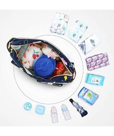 Insular Waterproof Diaper Bag - Navy Unicorn Print | Multifunctional Mummy Shoulder Bag with Changing Mat | Lightweight Tote Style for Chic Moms - Buy Online on SooperMarket.com