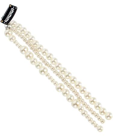 Minkissy Pearl Beads Strand Elegant Hair Chain Hair Extensions Barrettes Ponytail Decor For Women Bride Birthday Wedding Valentines Day Party - Buy Online on SooperMarket.com