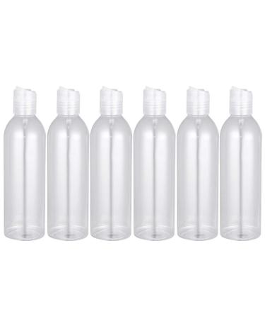 Minkissy 6pcs 250ml Portable Travel Bottles Plastic Refillable Bottles Plastic Squeeze Bottle with Disc Cap for Shampoo Lotion (Transparent Bottle) Transparent Color