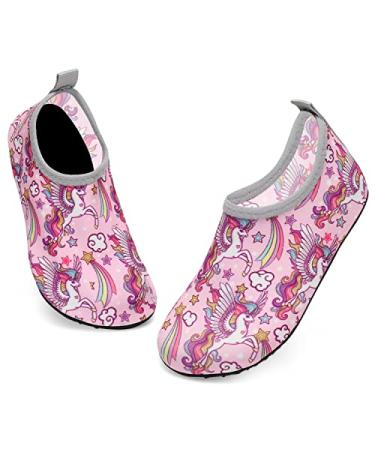 ANLUKE Kids Boys Girls Water Shoes Barefoot Aqua Socks Fast Dry Beach Swim Outdoor Sports Shoes for Toddler 6-7 Toddler Bapurplepink Unicorn