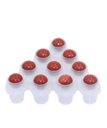 Furnido 10 Pack Natural Crystal Stones Roller Balls For Essential Oils Use of Standard 5ml 10ml Replacement Rollers Balls Essential Oil Roller Bottles Polished Gemstone With Plastic Insert Red Jasper