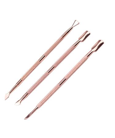 Cuticle Pusher, JUNHCZOY Cuticle Remove Gel Nail Polish Peeler Scraper and Spoon for Nail Cleaner, Stainless Steel Durable Pedicure Manicure Tools for Fingernails Toenails pink