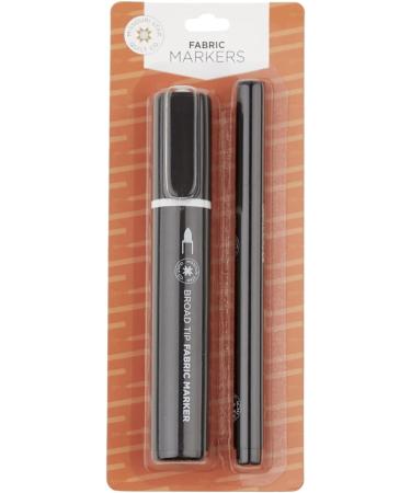 Black Fabric Markers 2 Pack - Broad and Fine Tip | Non-Toxic, Water Resistant Ink | Ideal for Quilt Labels and Clothing Projects - Buy Online on SooperMarket.com