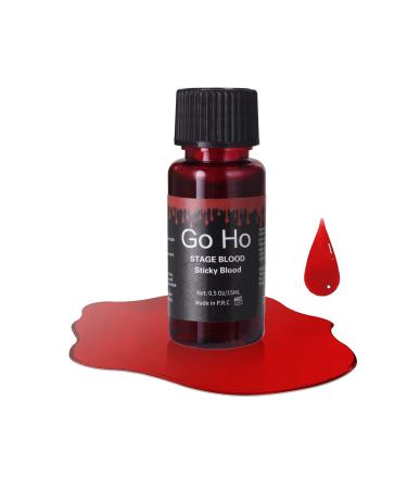 Go Ho Stage Fake Blood Washable(0.5 oz) Edible Fake Blood Realistic Effect Sticky Blood Makeup for Eyes Drips Teeth Mouth Nose Bleeds For Halloween Cosplay SFX Zombie Vampire Special Effects Makeup Bright 15ML(0.5 OZ)Bri...
