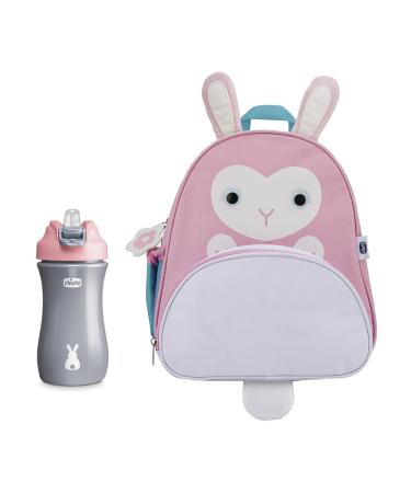 Chicco rabbit backpack and pop-up cup set practical set consisting of pink rabbit backpack and pink 350 ml pop-up cup drinking clerk for children 2 years + rabbit backpack and pop-up cup