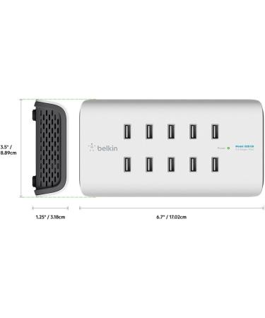 Buy Belkin Rockstar 10-Port USB Charger 120W - Fast Charging 2.4A per Port White | International Shipping Available - Buy Online on SooperMarket.com
