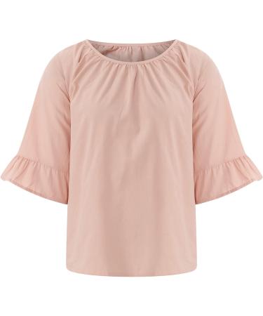Cute Ruffle Sleeve Babydoll Top for Women - Casual Summer Tunic in Pink - Buy Online on SooperMarket.com