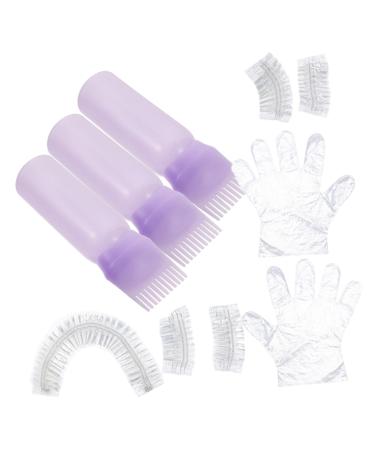 Mikinona 1 Set Hair Dye Bottle with Comb Hair Applicator Tool Hair Dye Tools Salon Hair Empty Lip Gloss Tubes Hair Coloring Kit Hair Coloring Tools Kit DIY Hair Dye Kit Plastic Purple 6.9x4.8cm Purple