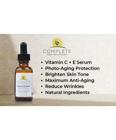 Natural Vitamin C Serum 1 oz with Ferulic & Hyaluronic Acid - Anti-Aging and Anti-Wrinkle Formula with 15% Vitamin C - Made in USA - Buy Online on SooperMarket.com