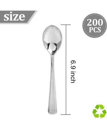Liacere 200PCS Silver Disposable Spoons - Heavy Duty Silver Dessert Spoons for Wedding & Party - 6.7inch - Buy Online on SooperMarket.com