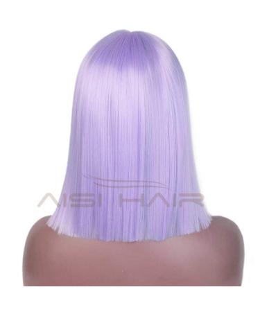 HBINGBING Purple Short Straight Lace Front Wig | Synthetic Middle Part Bob Wig for Women - Natural Look & Comfort - Buy Online on SooperMarket.com