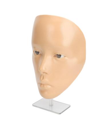 Full Face Makeup Practice Tool Detachable Eyes Silicone Skin Friendly Makeup Practice Board with Plastic Stand for Beauty Makeup Trainers for Face Painting (White Skin)